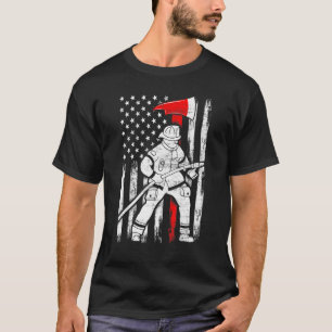Camiseta Bombeiro americano Flag Patriótico US Fireman 4º