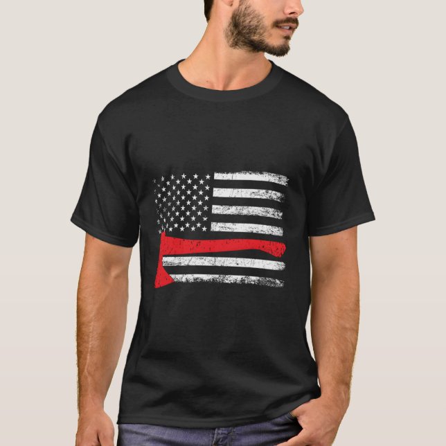 Camiseta Bombeiro Americano Flag Thin Red Line Best FFIREM (Frente)