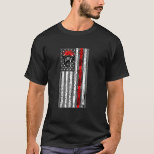 Camiseta Bombeiro americano Flag Thin Red Line Firefighter