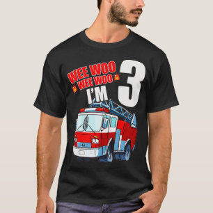 Camiseta Bombeiro aniversário de 3 anos Toddler, Rapaz dos
