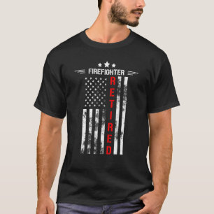Camiseta Bombeiro Aposentado Bandeira dos EUA Thin Red Line