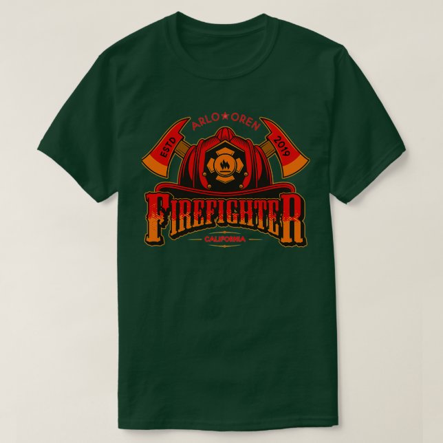 Camiseta Bombeiro Ax Fire Hat Personalizado Boy Chamado Ar (Frente do Design)