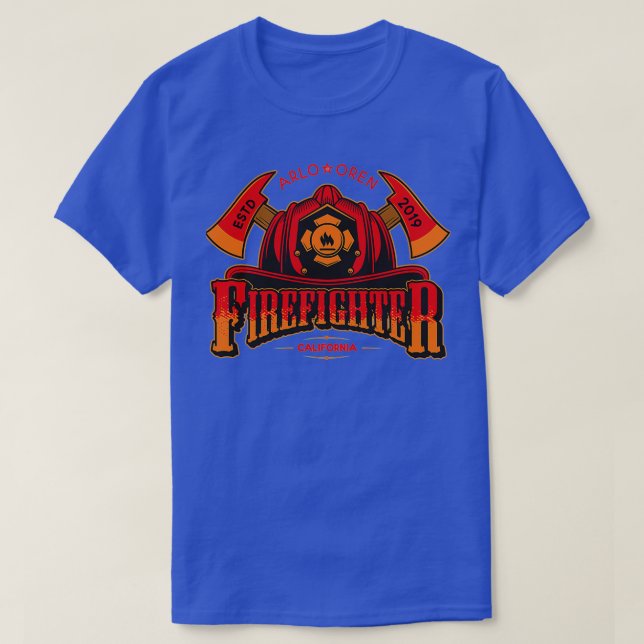 Camiseta Bombeiro Ax Fire Hat Personalizado Boy Chamado Ar (Frente do Design)