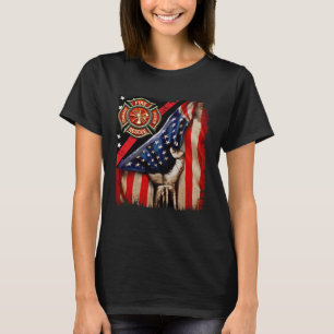 Camiseta Bombeiro Bombeiro Americano Flag Bombeiro Vibes La