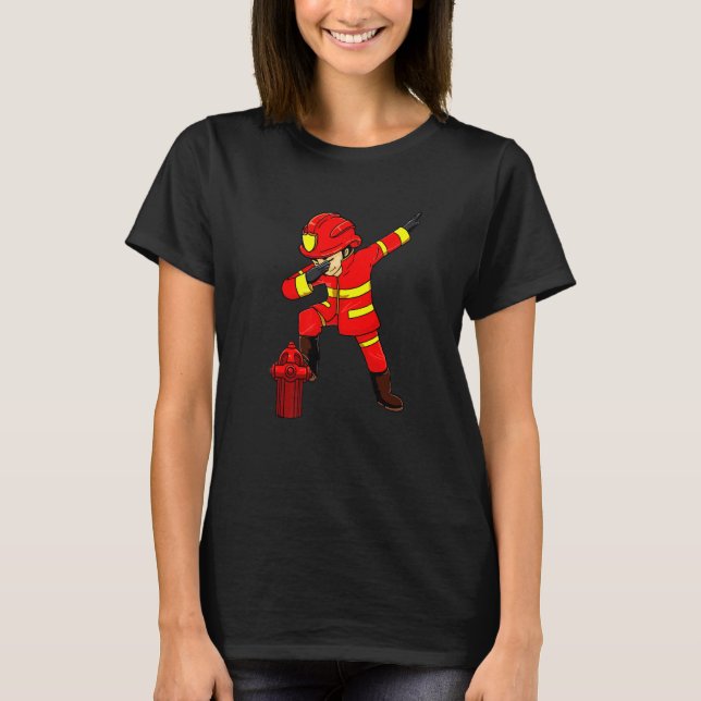 Camiseta Bombeiro Bombeiro Dabbing Dab Dancing Figurume Bo (Frente)