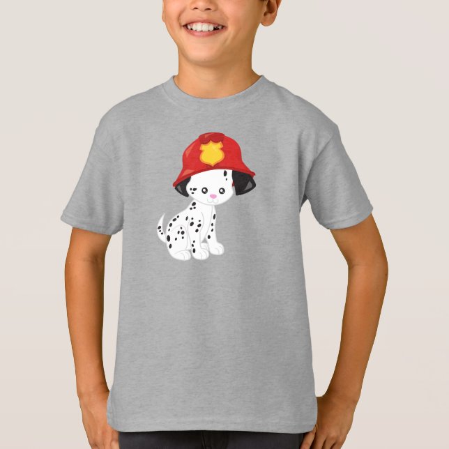 Camiseta Bombeiro, Bombeiro, Dalmaciano, Cachorro Cachorro (Frente)