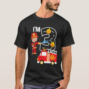 Camiseta Bombeiro Bombeiro Homem De 3 Anos De Im aniversári