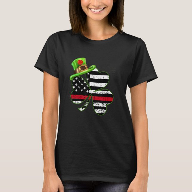 Camiseta Bombeiro Bombeiro Shamrock Thin Red Line Rua Patch (Frente)