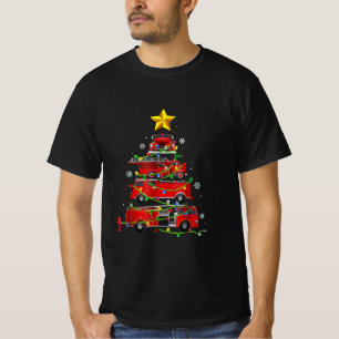 Camiseta Bombeiro Caminhão Árvores de Natal Mulheres