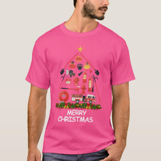Camiseta Bombeiro Christmasree Felry Natal engraçado