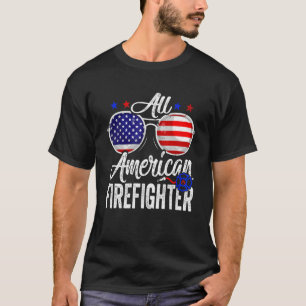 Camiseta Bombeiro Da Bandeira Americana Em 4 De Julho Patri