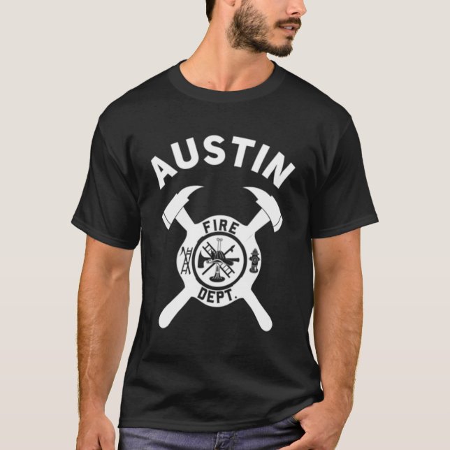 Camiseta Bombeiro Da Cidade De Austin, Bombeiro Texas (Frente)