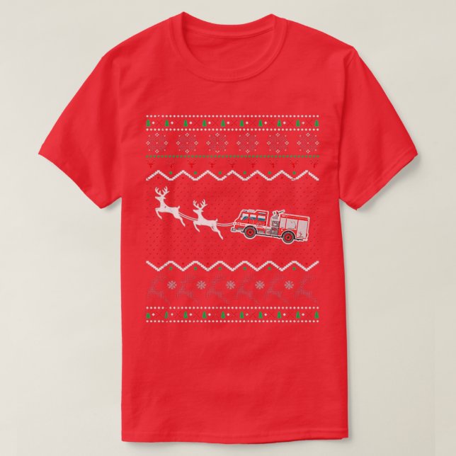 Camiseta Bombeiro de Natal feio Bombeiro do Xmas Fire T (Frente do Design)
