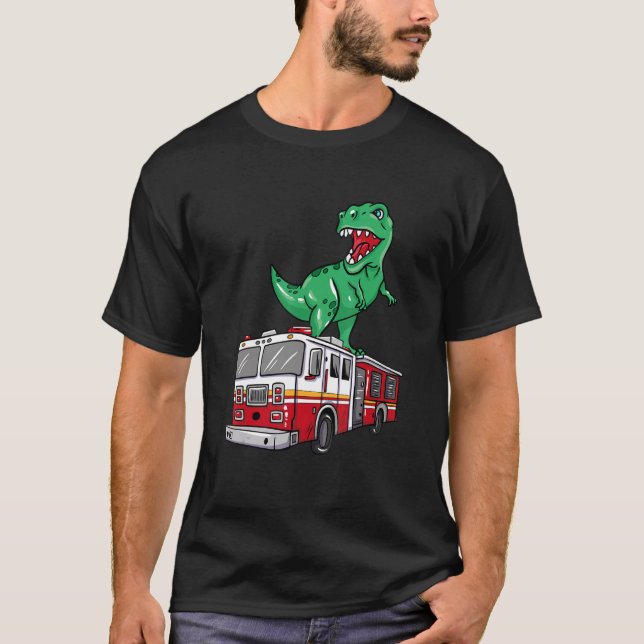 Camiseta Bombeiro Dinossauro No Bombeiro Dino (Frente)