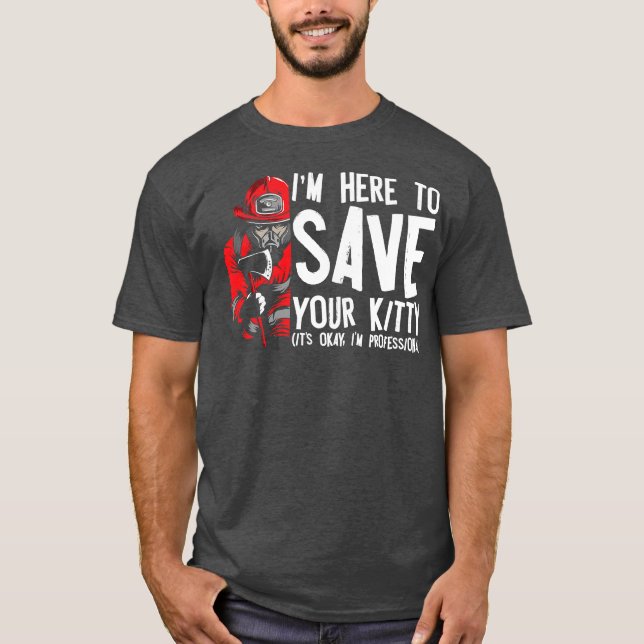 Camiseta Bombeiro do Gato de Salvamento Profissional de Com (Frente)