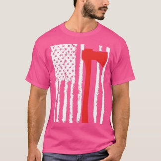 Camiseta Bombeiro do pavilhão americano Red Ax Firefighter