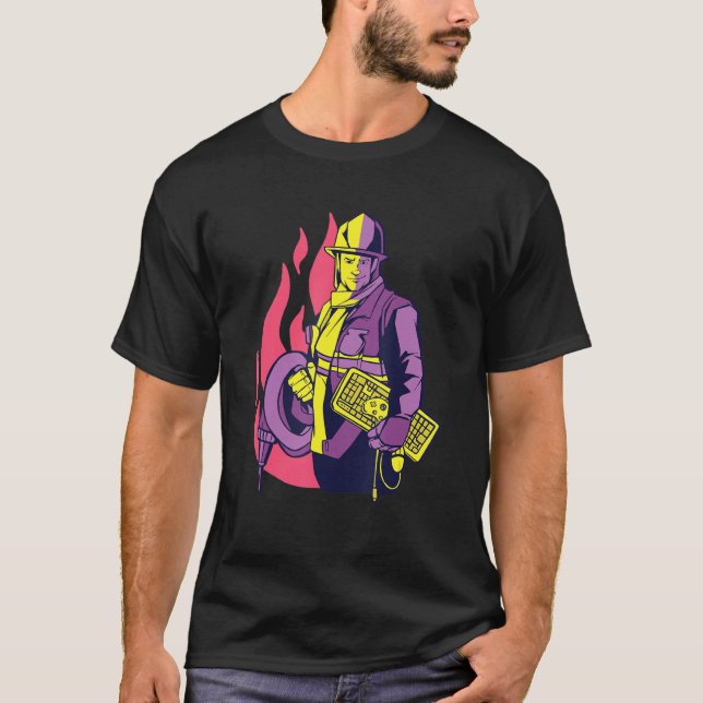 Camiseta Bombeiro E Design De Jogador (Frente)
