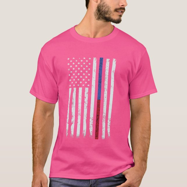 Camiseta Bombeiro e policial Thin Red & Blue Line (Frente)