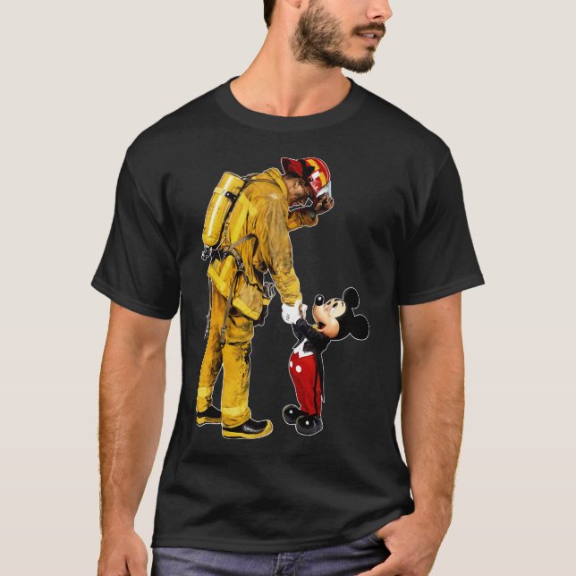 Camiseta  bombeiro e rato Mickey pour Shirt (Frente)