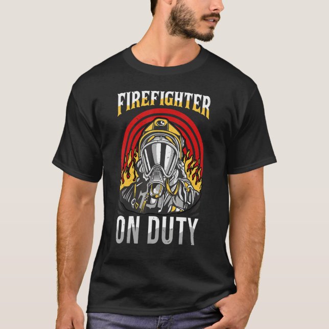 Camiseta Bombeiro Em Serviço Enfrenta Citação De Salvamento (Frente)