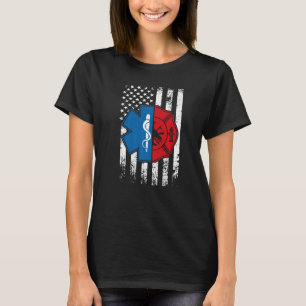Camiseta Bombeiro Emt Bandeira Dos EUA Emt Bombeiro Ems