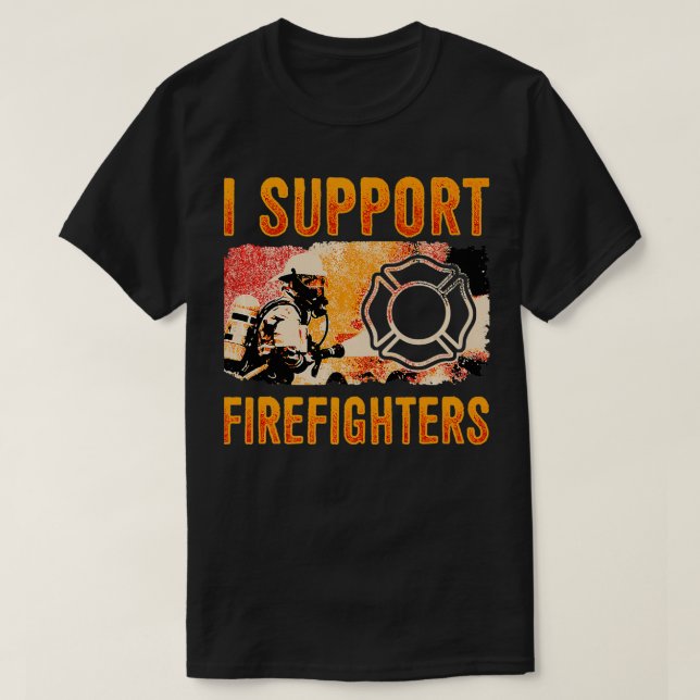 Camiseta Bombeiro Eu Apoio Bombeiros Homens Mulheres Crianç (Frente do Design)