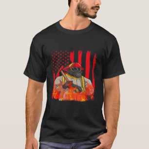 Camiseta Bombeiro Fogo Orgulhoso Bandeira Americana Design