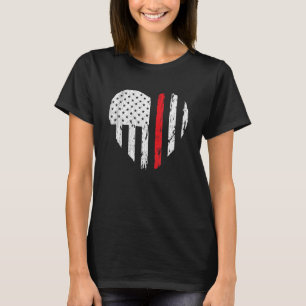 Camiseta Bombeiro Heart Love angustia USA Flag Wife Gi