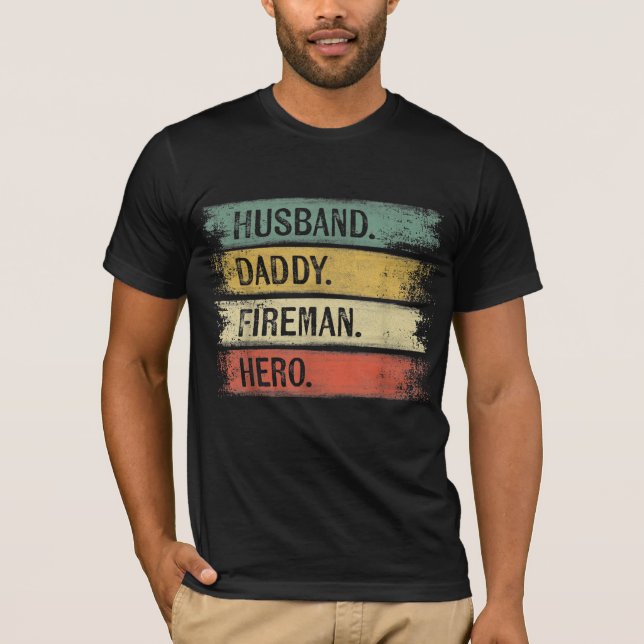 Camiseta Bombeiro Herói Hero do Pai do Marido Mens (Frente)