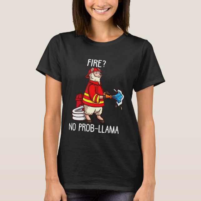 Camiseta Bombeiro Llama Alpaca Kids Para Bombeiros (Frente)