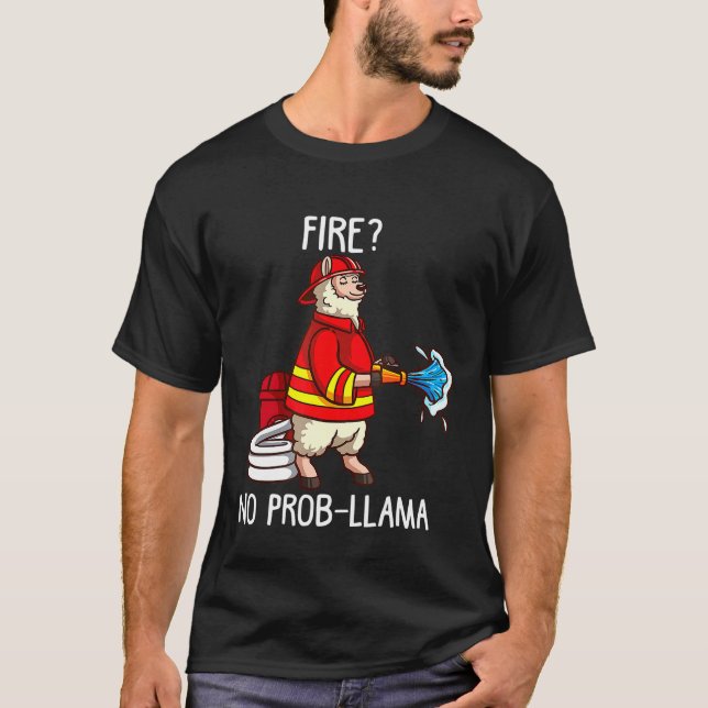Camiseta Bombeiro Llama Alpaca Kids Para Bombeiros (Frente)
