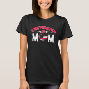 Camiseta Bombeiro Mãe Mãe Suporta a Linha Vermelha fina F