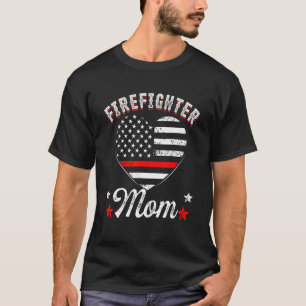 Camiseta Bombeiro Mãe Vintage US Flag Heart Fi