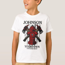 Camiseta Bombeiro NOME Fire Department Hydrant USA Flag