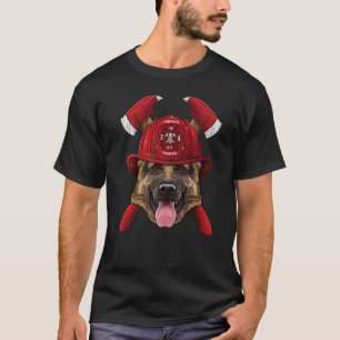 Camiseta Bombeiro Pastor Alemão Meninos Fogo