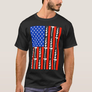 Camiseta Bombeiro Patriótico dos EUA Flag Red Line EUA