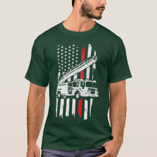 Camiseta Bombeiro Patriótico Presente fino Fogo da Linha Ve