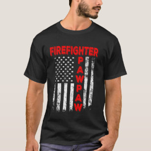 Camiseta Bombeiro Pawpaw America Flag Fatheru2019s Day V