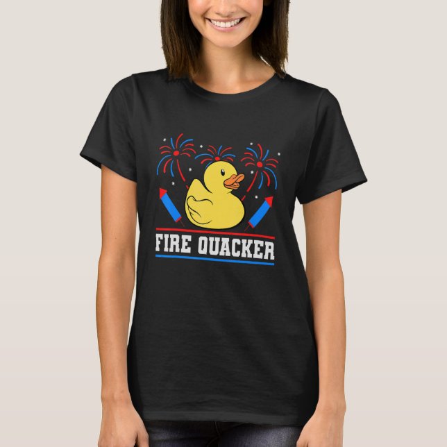 Camiseta Bombeiro Quacker Rubber Duck 4 de julho (Frente)