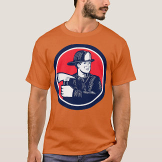 Camiseta Bombeiro Que Mantém Classe de Corte de Madeira de