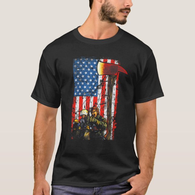 Camiseta Bombeiro Red Ax Afetou Fireman American Fl (Frente)