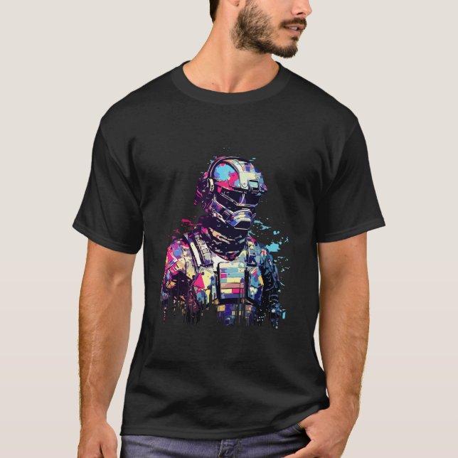 Camiseta Bombeiro Retrato Brave Fireman Abstrato (Frente)