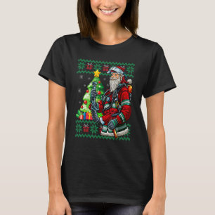 Camiseta Bombeiro Santa Claus Fireman Ugly Christmas Swe
