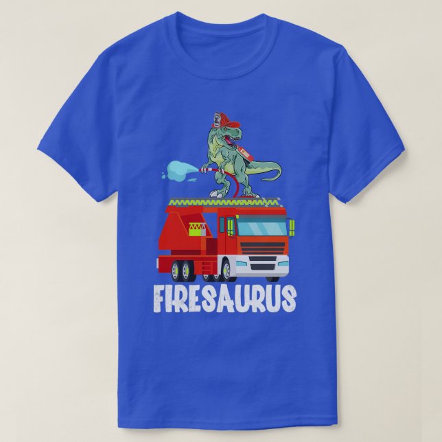 Camiseta Bombeiro Saurus Firecaminhão Dinossaur (Frente do Design)