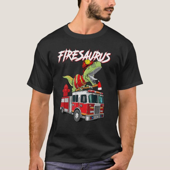 Camiseta Bombeiro Saurus Firesaurus Rex Fireman (Frente)