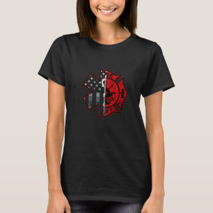 Camiseta Bombeiro - Símbolo paramédico - Homem-bandeira ame