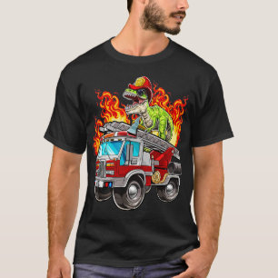 Camiseta Bombeiro T Rex Dinossaur Firefighter Hat e Firetru