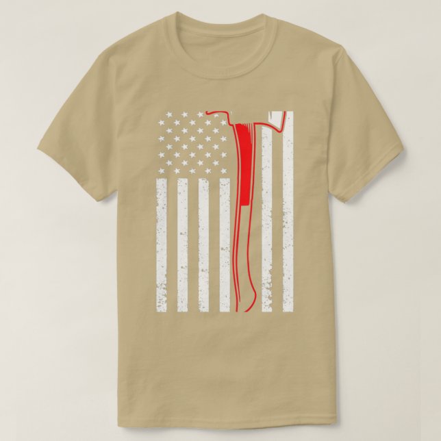 Camiseta Bombeiro Thin Red Line Fireman Ax American Fla (Frente do Design)