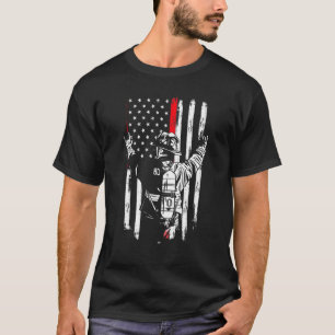 Camiseta Bombeiro Thin Red Line Us American Flag Patriot