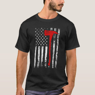 Camiseta Bombeiro Vermelho AX Afetado EUA Bandeira Baseball